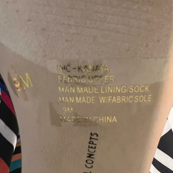 INC Faux Velvet ‘Kanata’ Single Strap Striped Ribbon Ankle Tie 3” Heels. Size 9. - Picture 13 of 13